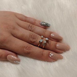 COPY - Green Marble/Shell an Nude Design Press on Nails